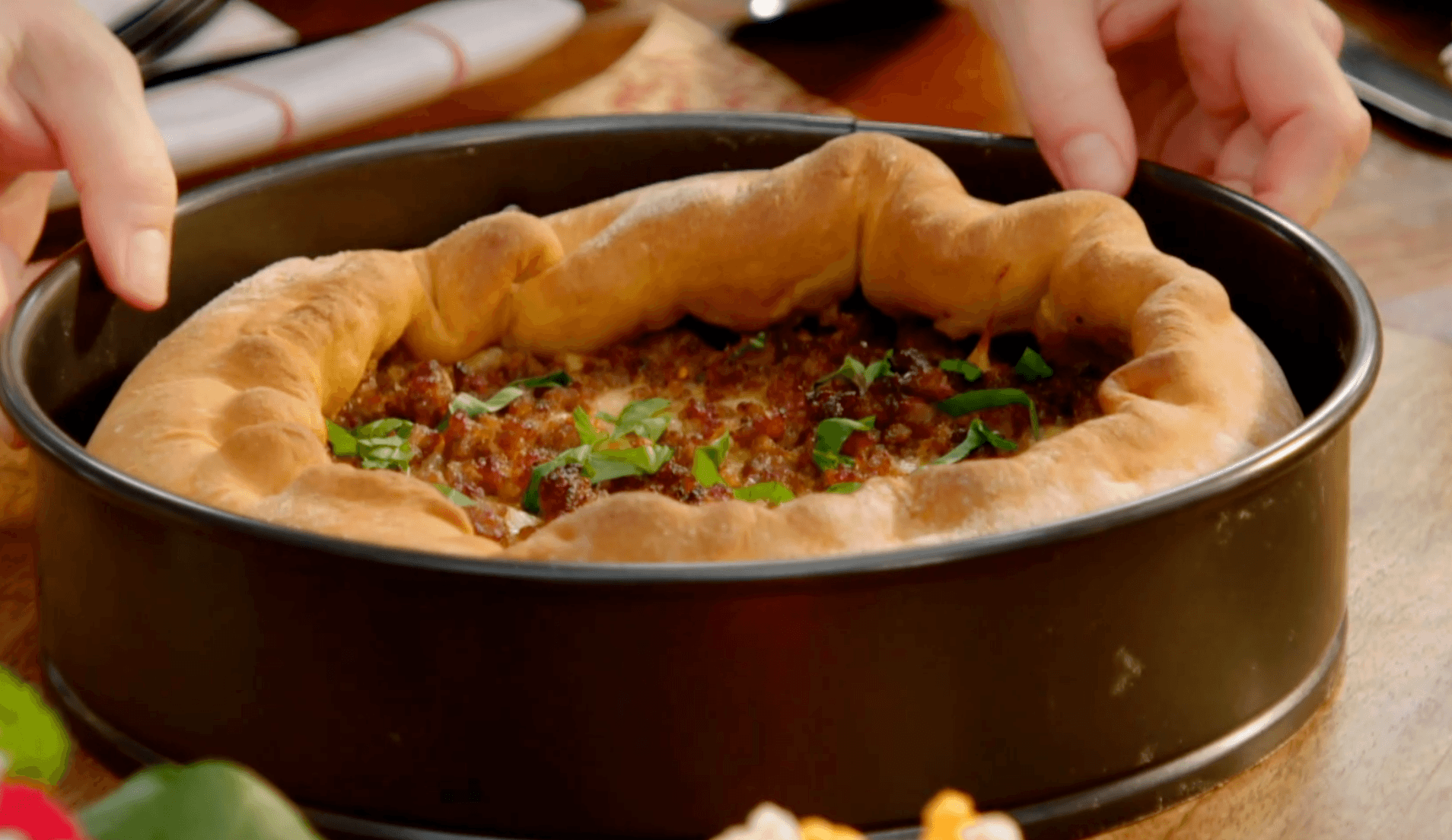 Deep-Dish Sausage Pizza
