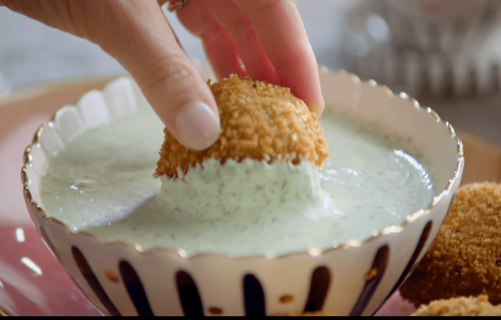 Green Pea Arancini with Herby Lemon Dipping Sauce