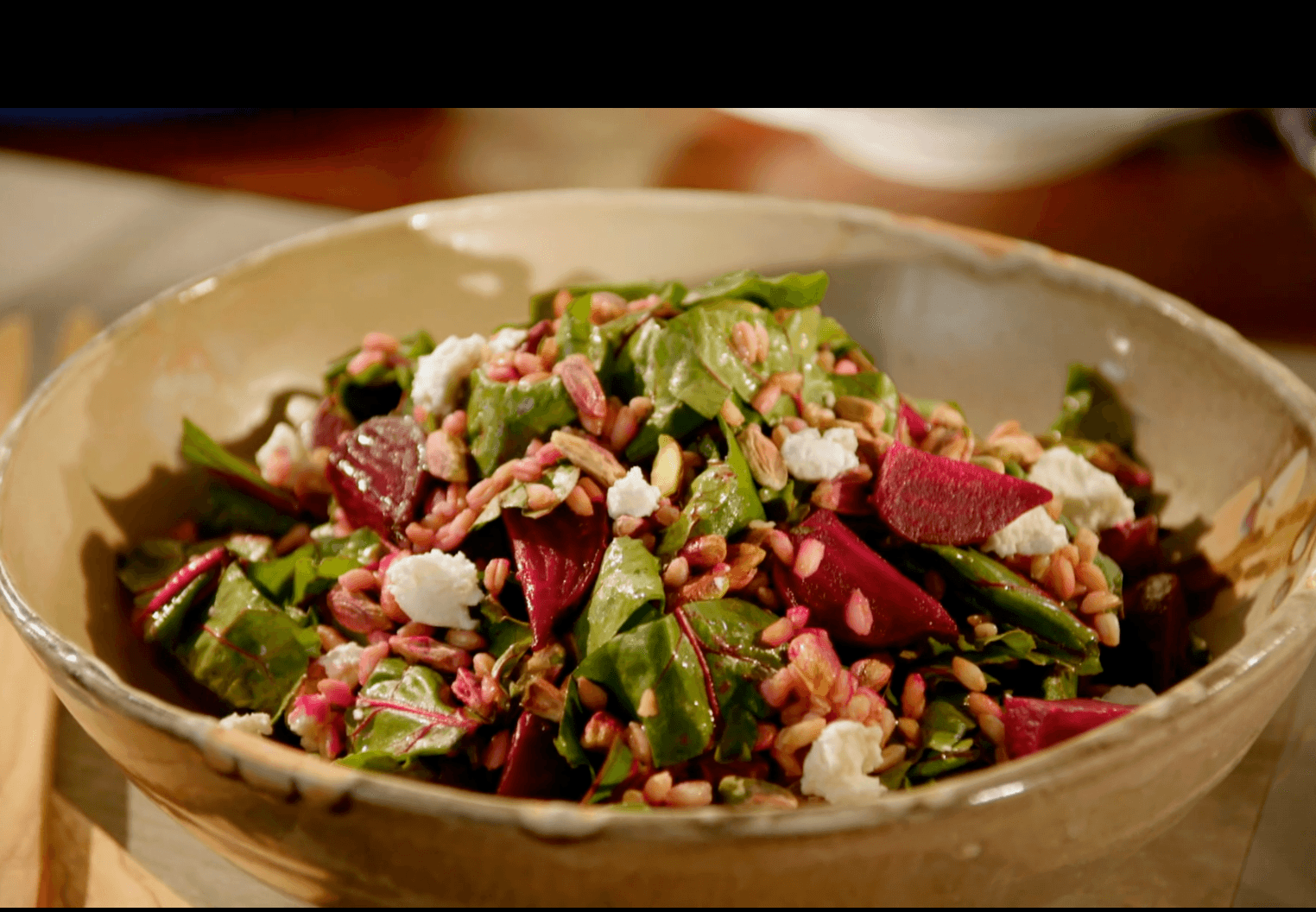 Farro, Roasted Beet and Goat Cheese Salad