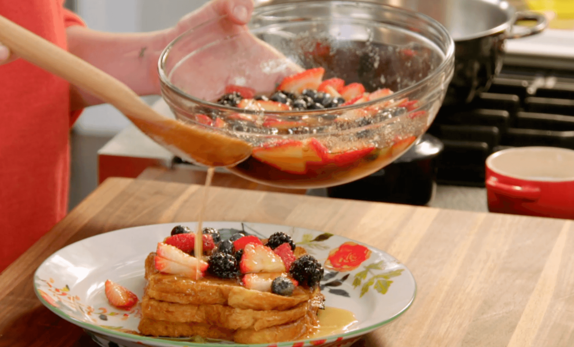 Grilled French Toast with Apple-Berry Compote and Apple-Mascarpone Cream