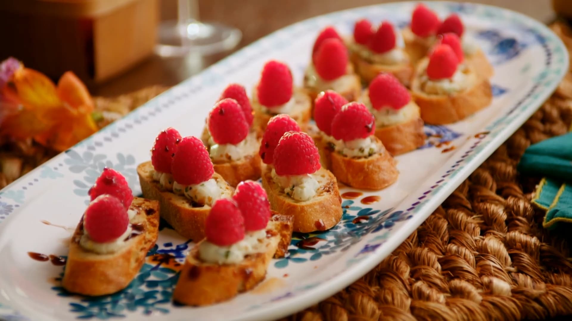 Red Raspberry Goat Cheese Crostini