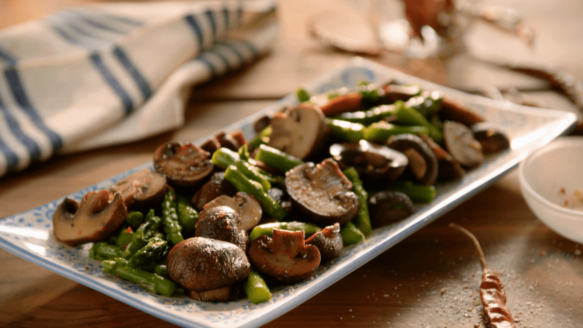 roasted asparagus and mushrooms