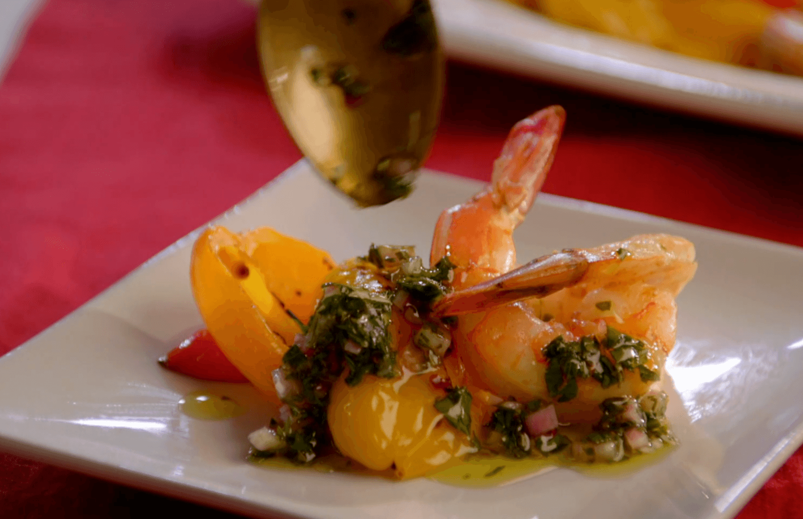 Roasted Shrimp and Peppers with Chimichurri