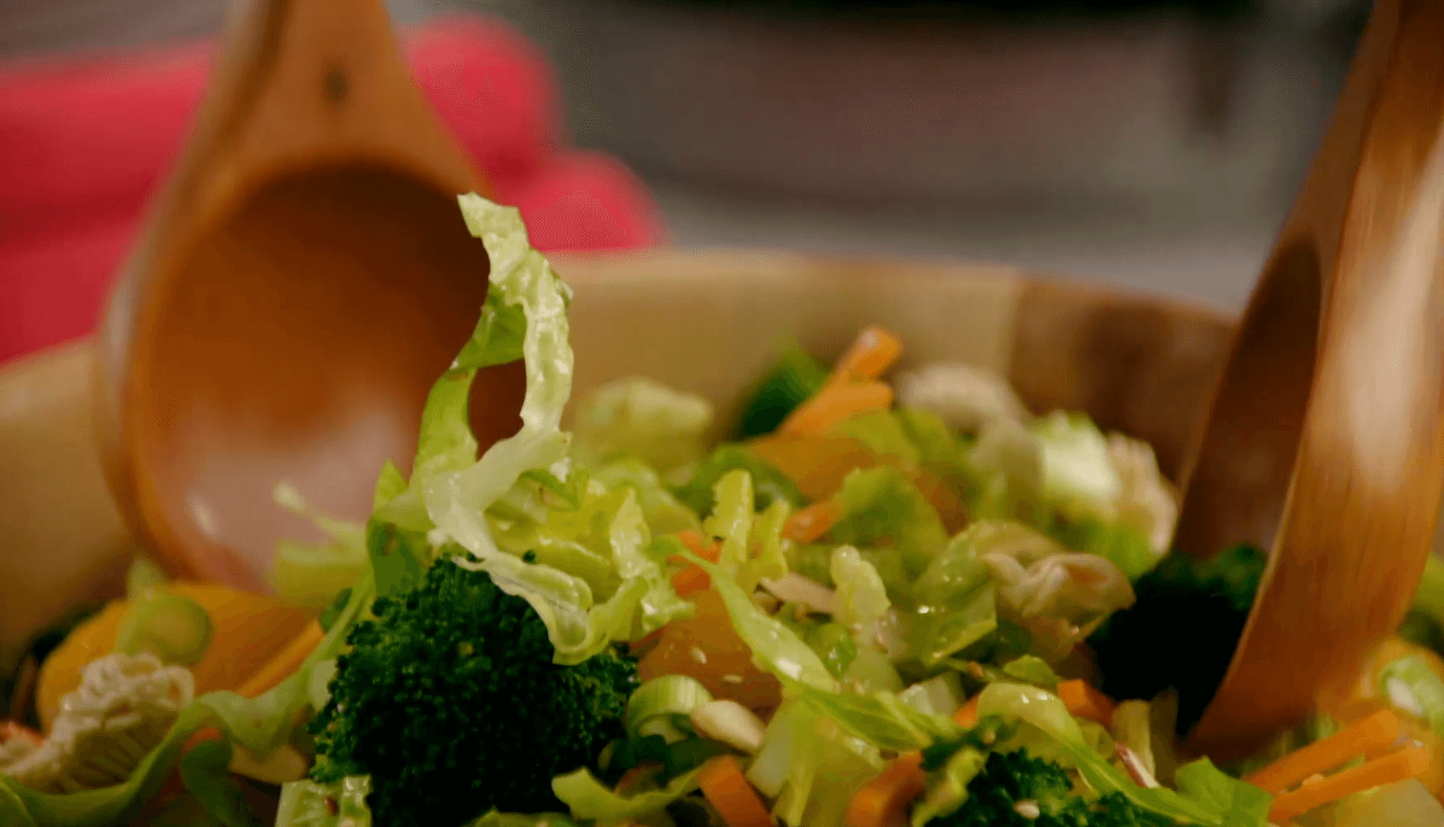Crunchy Romaine Salad with Sweet Sesame Vinaigrette