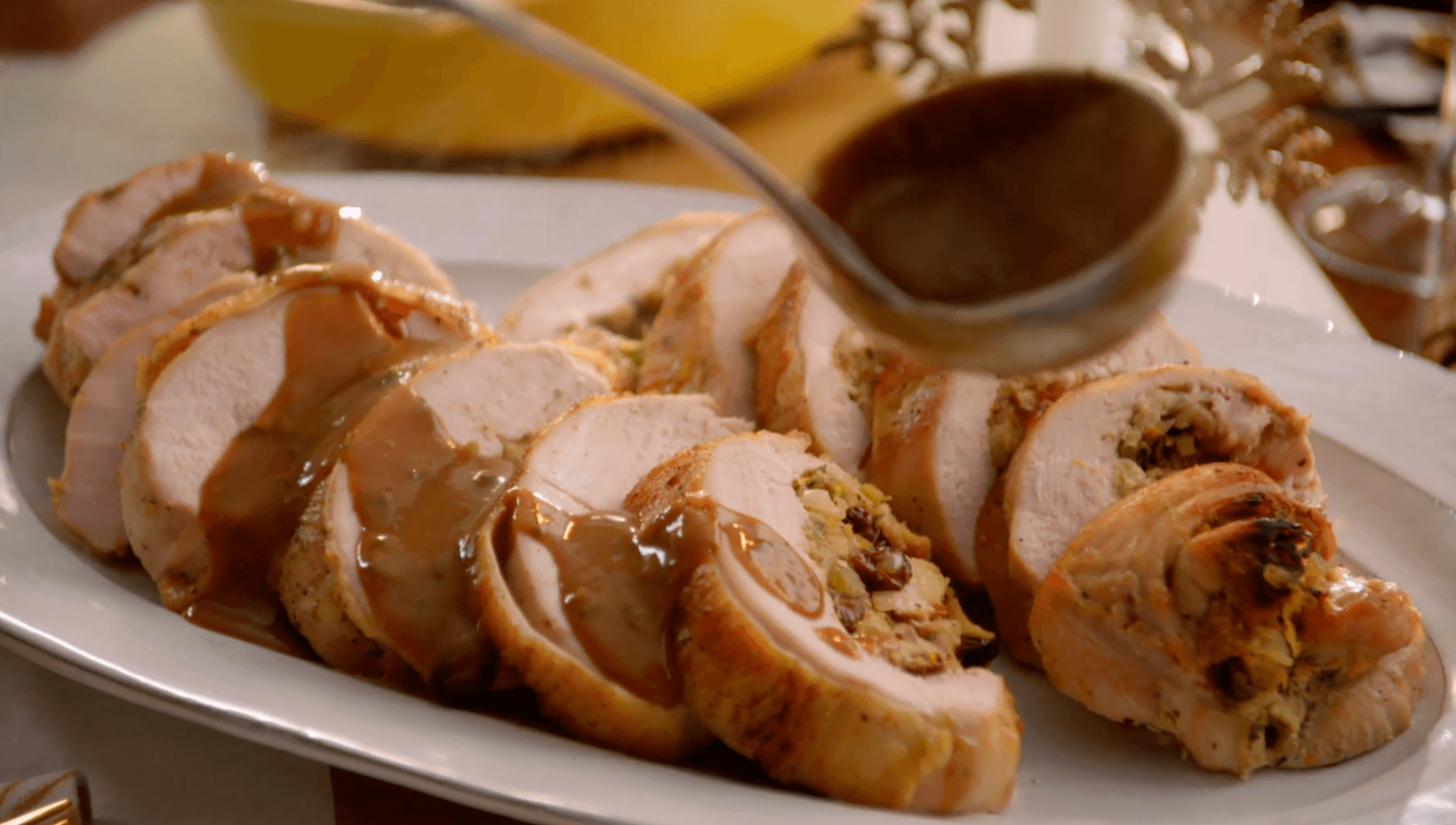 Turkey Roulade with Cranberry-Citrus Stuffing and Cream Gravy