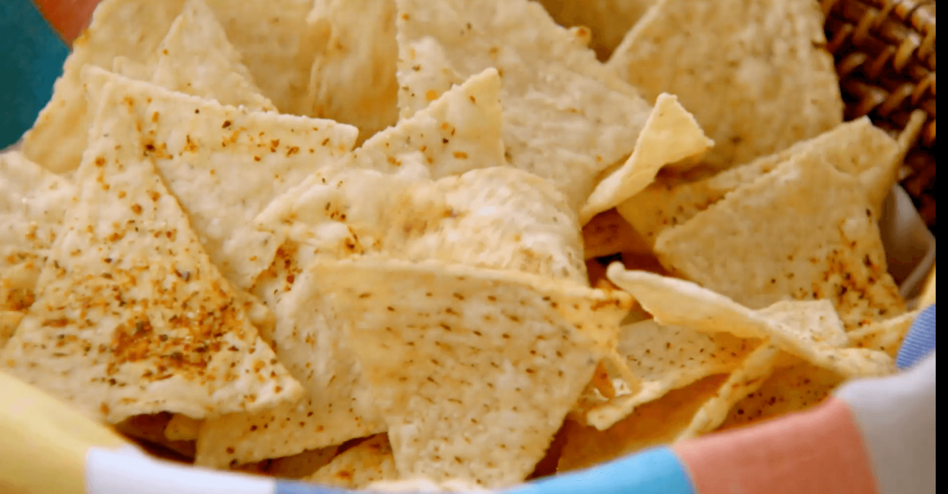 warmed and spiced tortilla chips